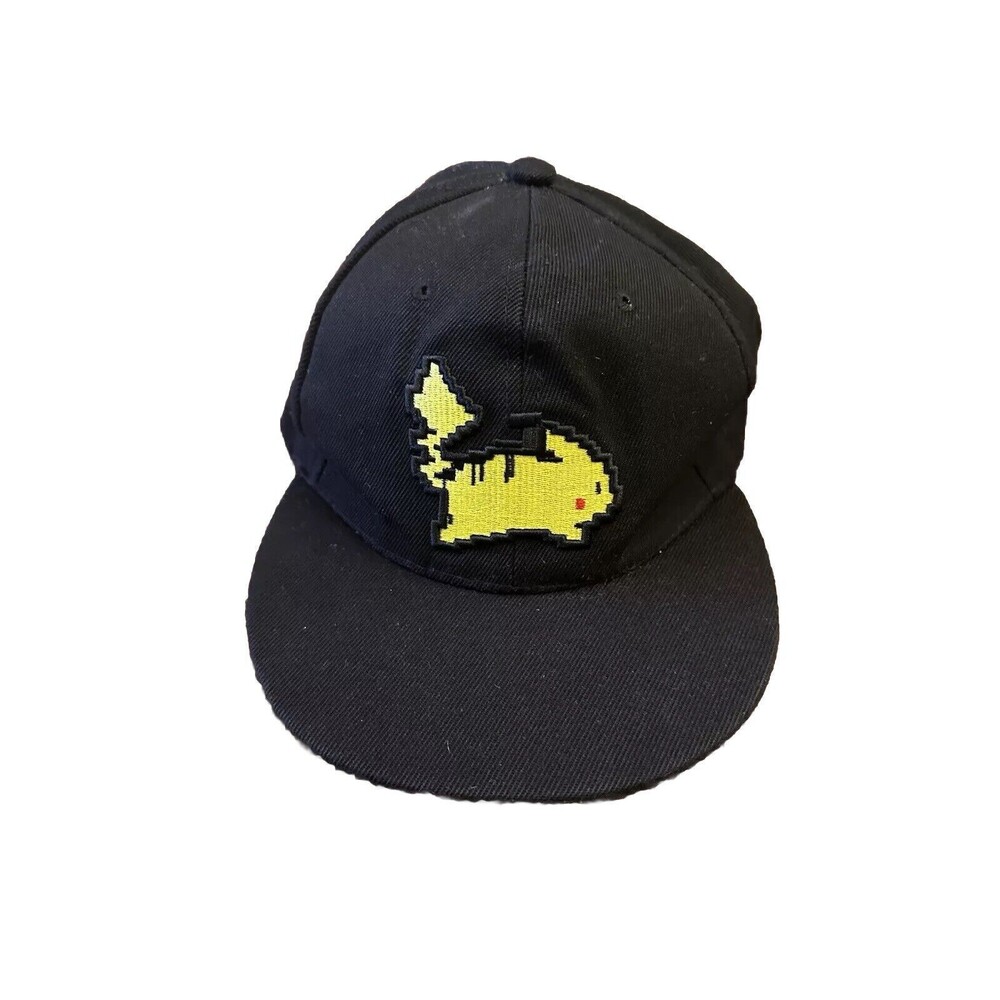 Adult Pikachu Snap Back Black Baseball Cap With Pixel Pokémon